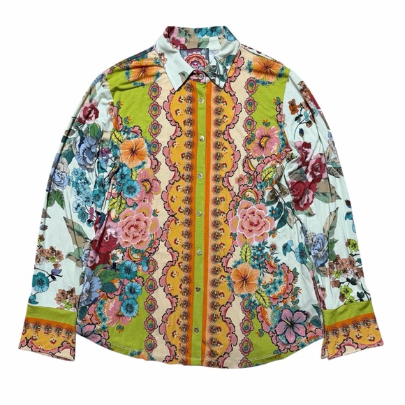 Johnny Was Women’s The Janie Favorite Button Front Shirt Size Med Rossey Floral - Picture 2 of 9